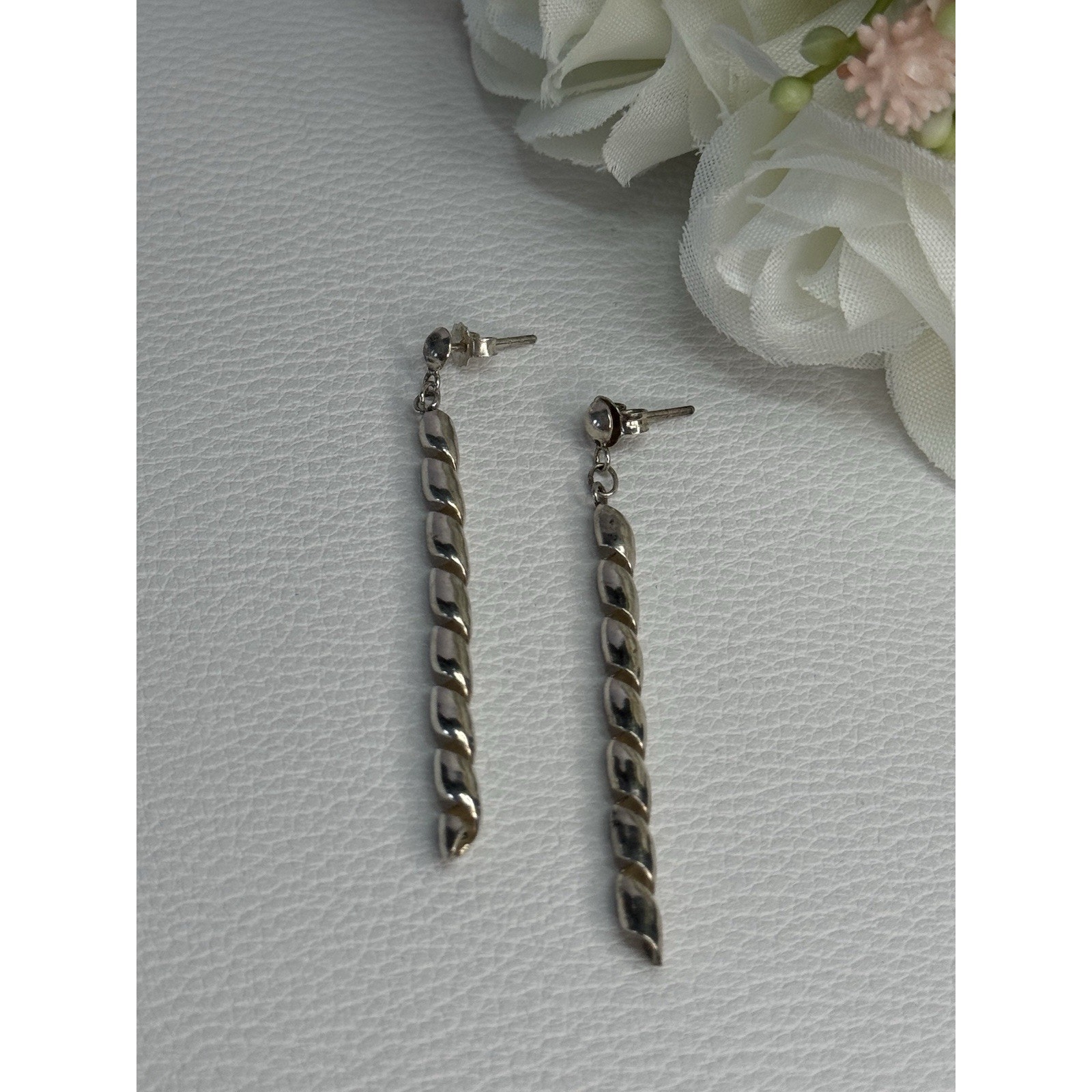Art Design 925 Sterling Silver Earrings Length 2 Inch